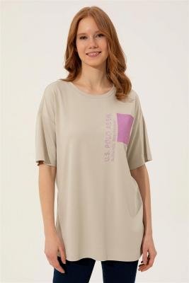 Women's Short Sleeves Beige T-shirt