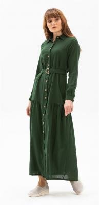 فستان طويل شاش أخضر نسائي