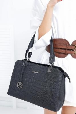 Women's Crocodile Pattern Black Bag